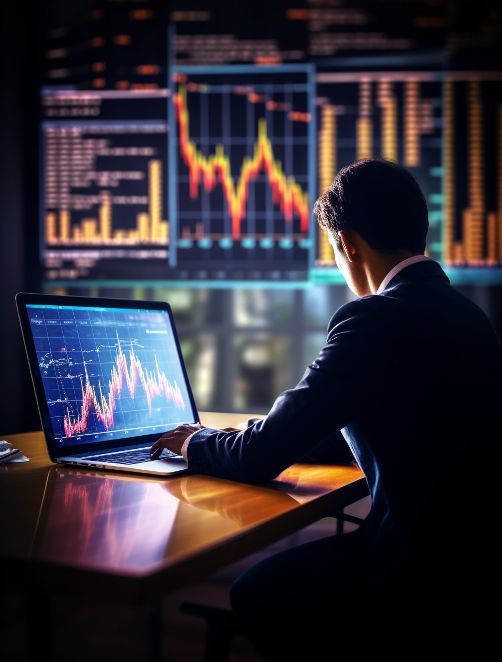 Business person in futuristic environment